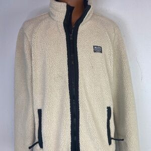 Hollister Womens Large Sherpa Jacket Full Zip Ivory Cozy Winter Wear Epic Flex
